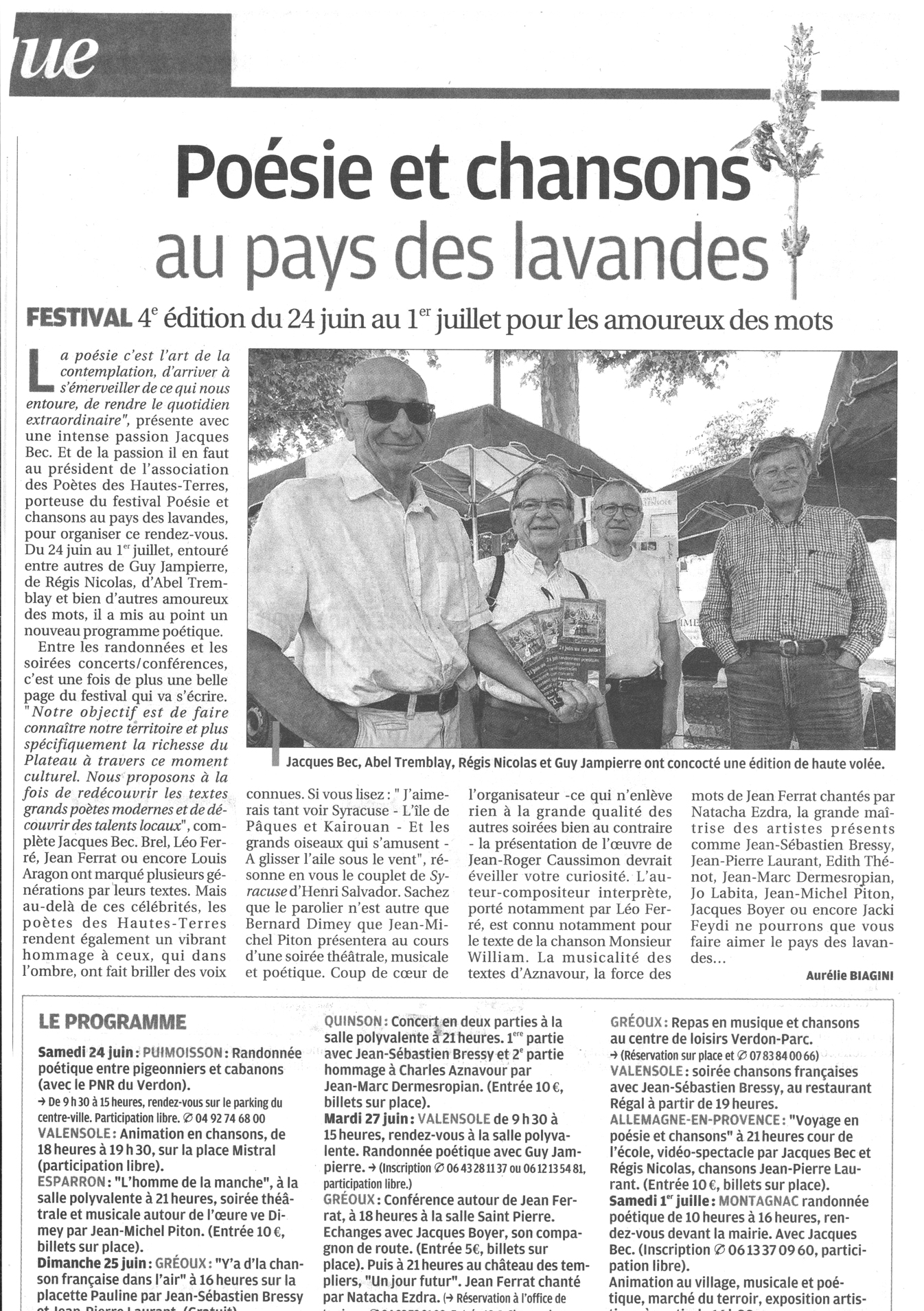 La Provence article Festival 4ème édition 2017